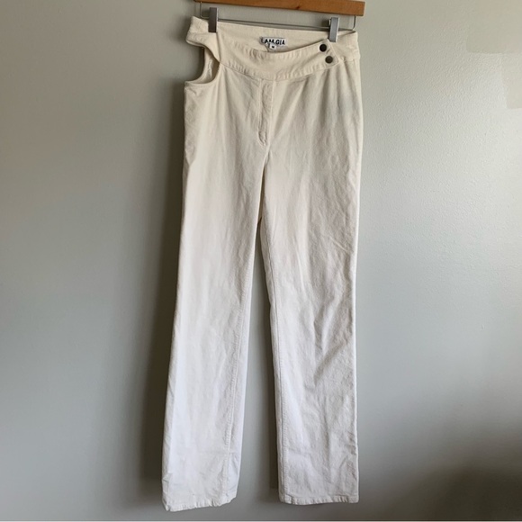 I. AM. GIA Kayla Cutout Straight Leg Pant cream corduroy size medium - Picture 3 of 9